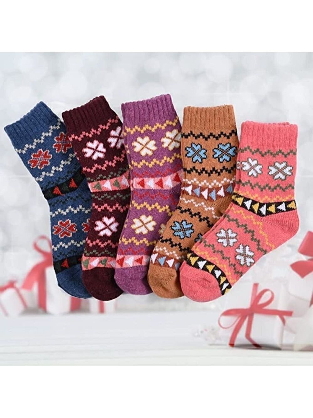 𝅺5 Pairs Luxury Wool Soft Socks Warm Winter Fall Womens Thick Cozy Knit NWT